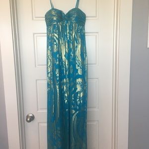Aqua Dresses Blue Silk Blend Maxi Dress Sz 0